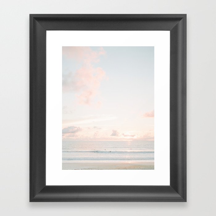 Surfers at Sunrise Framed Art Print