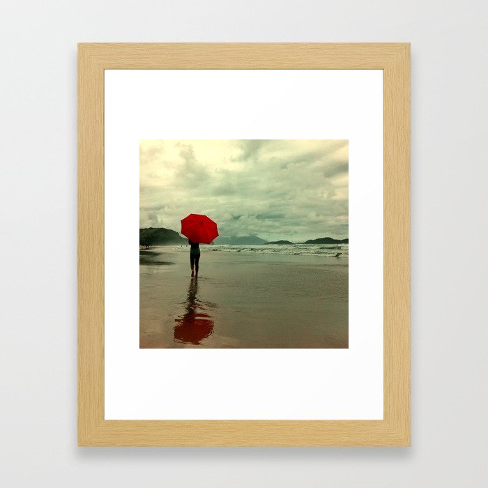 Rainy Beach  Framed Art Print