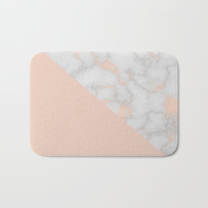 Rose gold marble and soft blush pink Bath Mat
