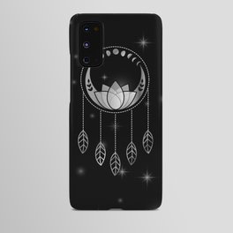 Mystic lotus dream catcher with moons and stars silver Android Case
