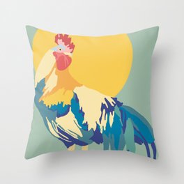 Rooster Rising Throw Pillow