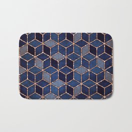 Shades Of Purple & Blue Cubes Pattern Bath Mat