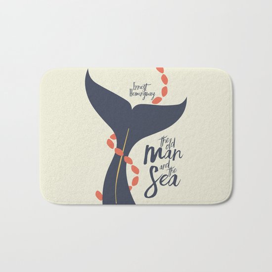 the Old Man and The Sea - Hemingway Book Cover Illustration Bath Mat