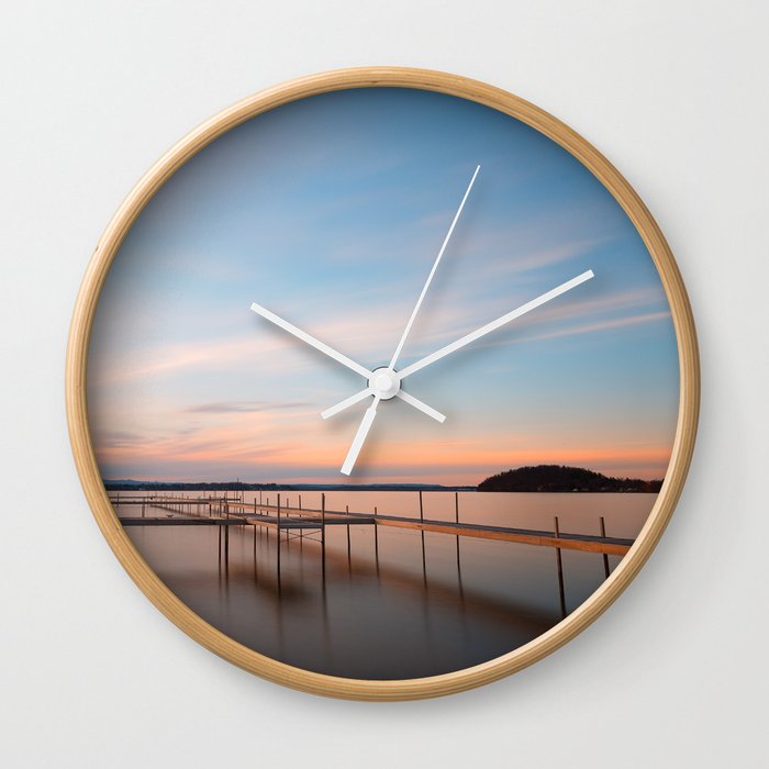 Saratoga Lake Sunset Wall Clock