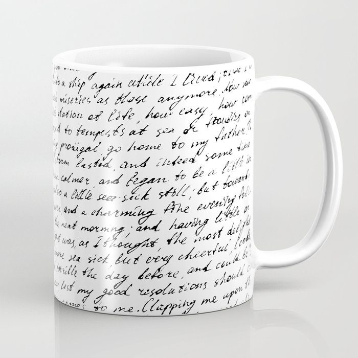 Monochrome background of careless ink writing. Handwritten letter texture. Vintage illustration Coffee Mug