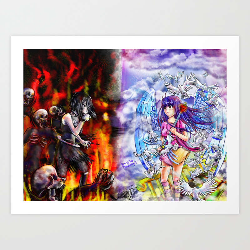 Heaven Vs Hell Art Print By Faithwalkers Society6 Heaven Vs Hell Art Print By Faithwalkers Society6