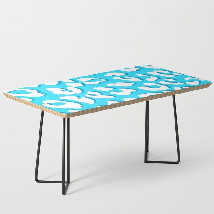 White Leopard Print Light Blue Coffee Table