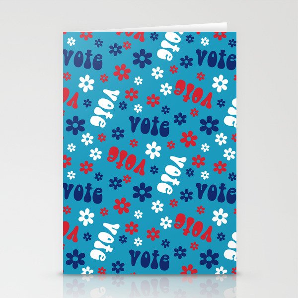 Groovy vote pattern - retro florals election pattern Stationery Cards