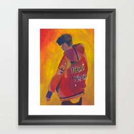 Artwork Boy With Orange Background Framed Art Print