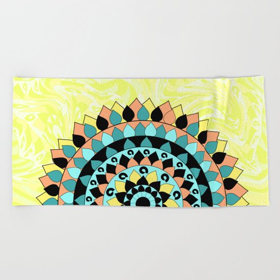 Floral mandala Beach Towel