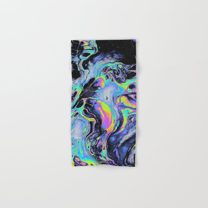Psychedelic Blacken Multicolored Liquid Marble Pattern - Gift for Melodic Art Lovers Hand & Bath Towel