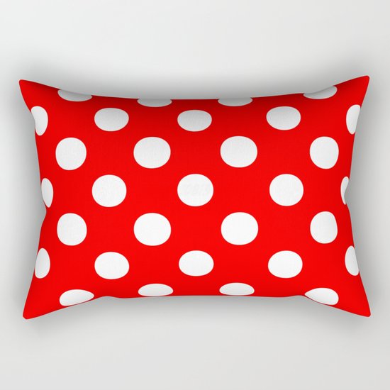 Polka Dots (White/Red) Rectangular Pillow
