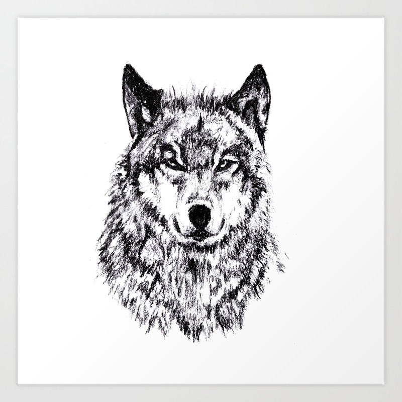 Wolf Black N White Art Print By Znique Artist Shop Society6