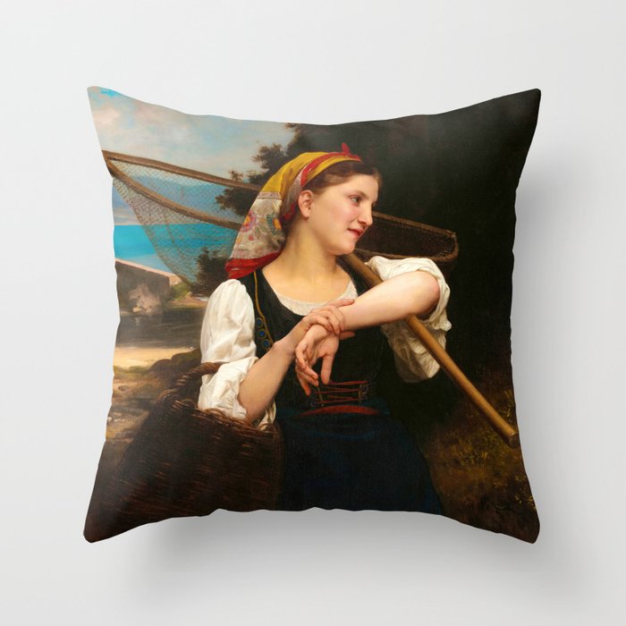 Daughter of Fisherman, 1872 by William-Adolphe Bouguereau Throw Pillow