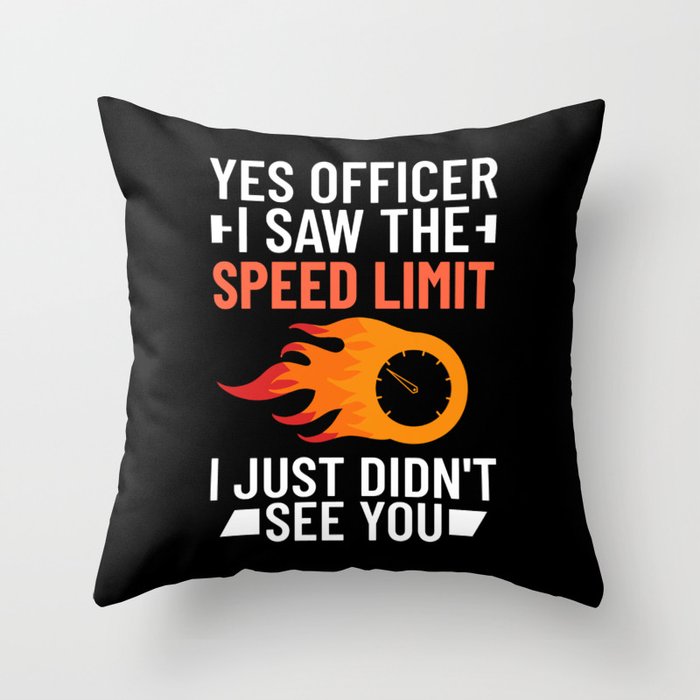 Speed Limit Sign Race Car Racer Street Racing Throw Pillow