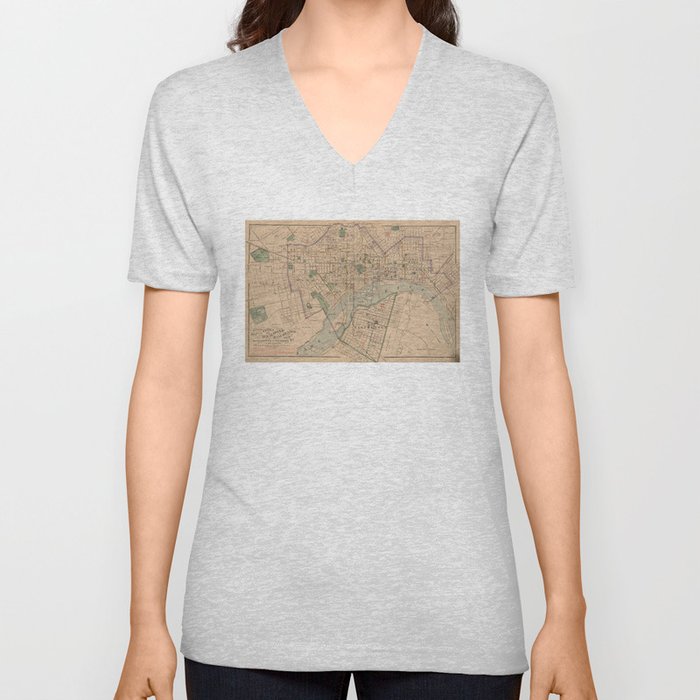Vintage Map of Richmond Virginia (1876) V Neck T Shirt