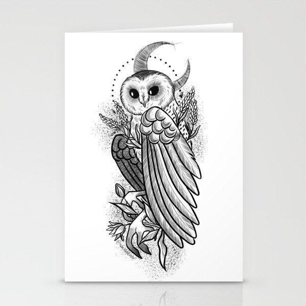 Moon owl Stationery Cards