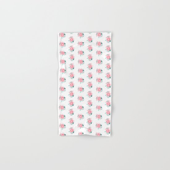 Florals boho modern watercolor blooming blossom garden nature summer spring navy pink white Hand & Bath Towel