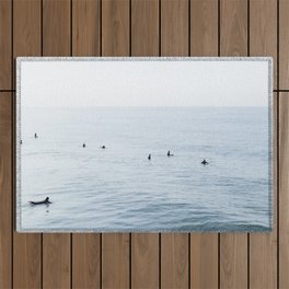 Surfers in the Water in Venice Beach California Outdoor Rug