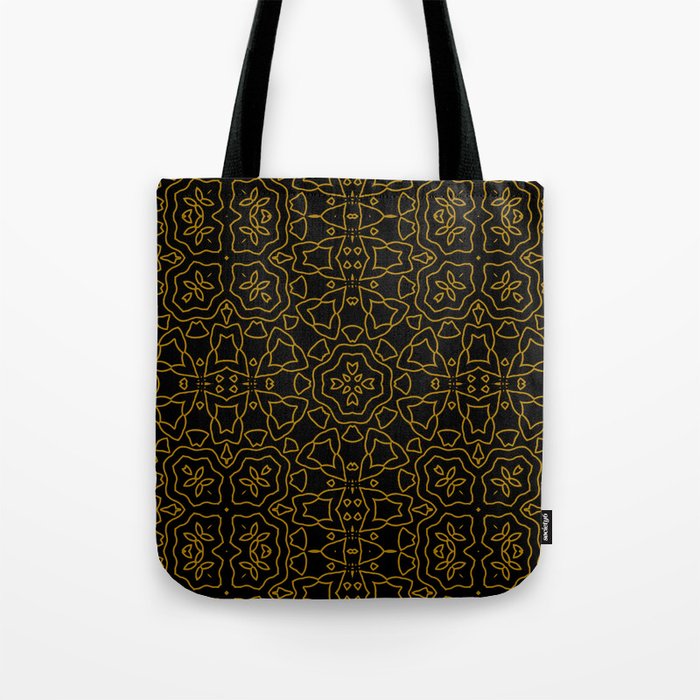 Black Golden Ornament Pattern Tote Bag