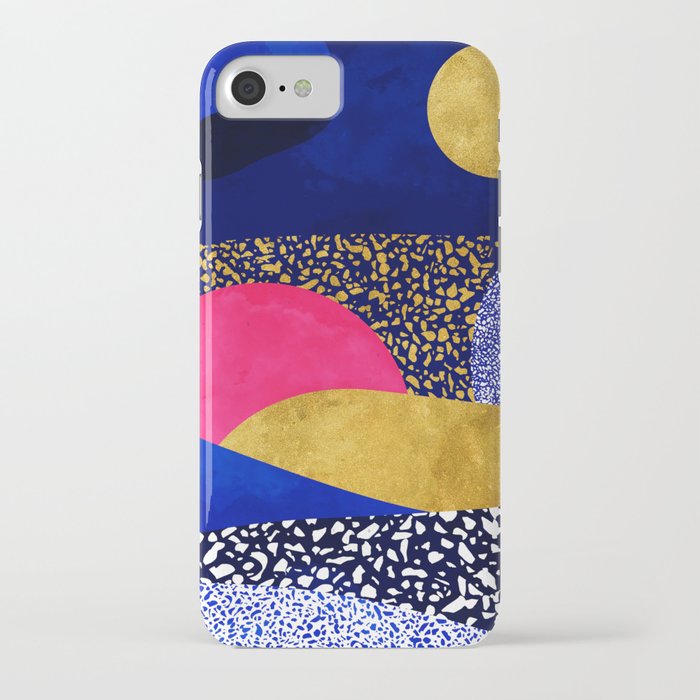 terrazzo galaxy blue night yellow gold pink iphone case