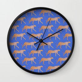 Leopard - Orange Wall Clock | Panther, Nature, Pop Art, Tropical, Bigcats, Curated, Painting, Drawing, Jaguar, Cats 