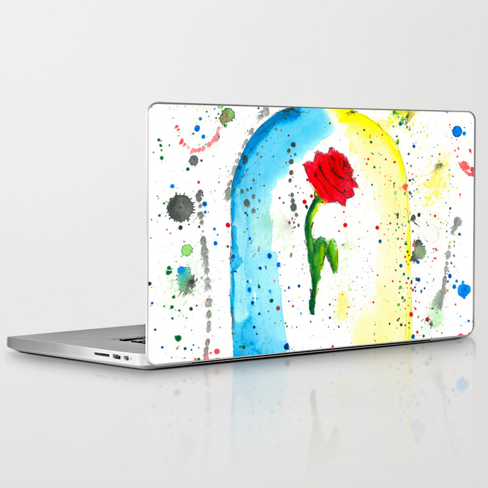 Rose Beauty And The Beast Watercolor Painting Laptop Ipad