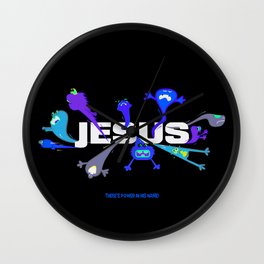 Scary Jesus Nights Wall Clock | Cuteevilspirits, Digital, Scaryjesus, Cartoon, Typography, Jesuscartoon, Jesuslight, Illustration, Darkness, Jesusscaresdemons 