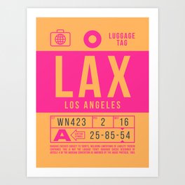 Luggage Tag B - LAX Los Angeles USA Art Print