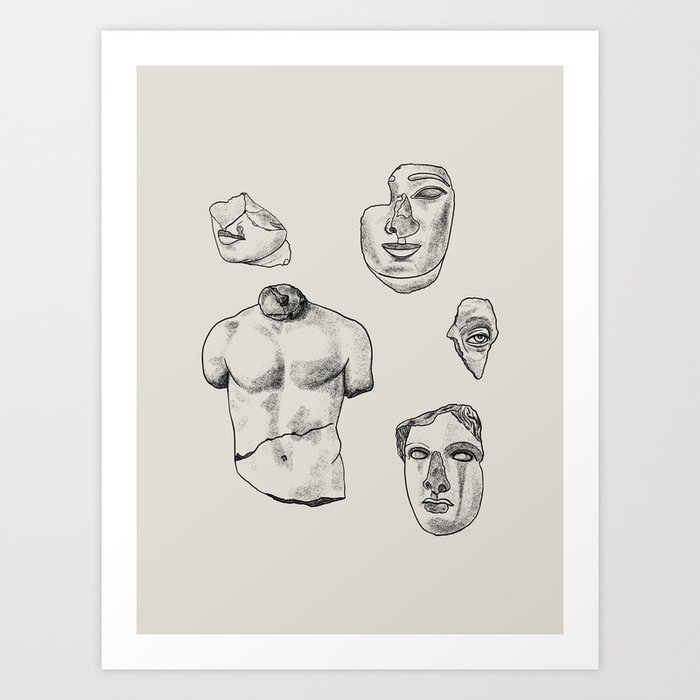 Fragments in Taupe Art Print