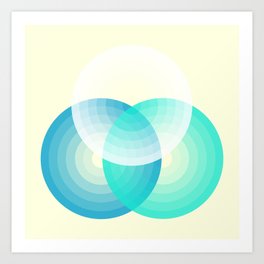 Three colour circles inverted, inspired by Lacouture's Répertoire chromatique Art Print