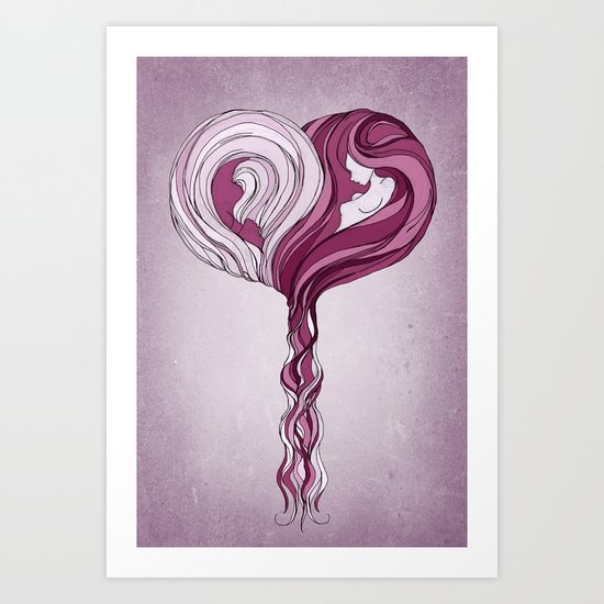 Yin Yang Heart Art Print