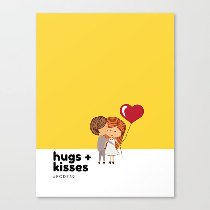 Hugs + Kisses for valentine Canvas Print