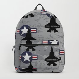F35 Fighter Jet Airplane - F-35 Lightning II Backpack | Faded, Lightningii, Grungy, Grunge, Airforce, Graphicdesign, Roundel, Usnavy, Graphic, F35 