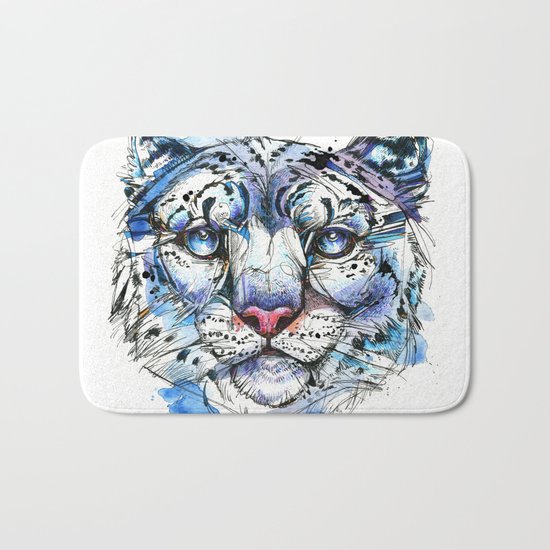 Icy Snow Leopard Bath Mat