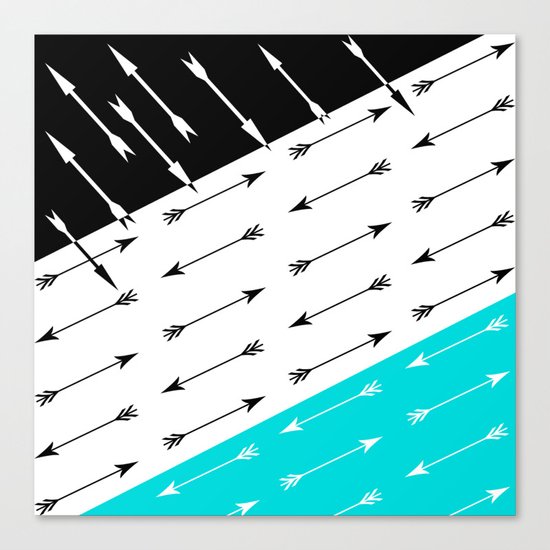 Turquoise black white pattern Boom 2 . Canvas Print