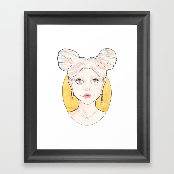 Clio, a Girl with Pink and Blue Streaked Blonde Hair Framed Art Print