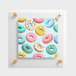 Doughnut Blue Confectionery Seamless Pattern Floating Acrylic Print