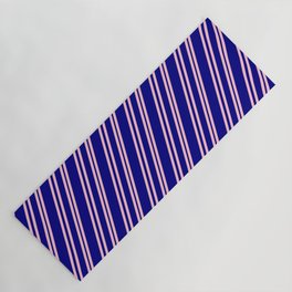 [ Thumbnail: Pink & Blue Colored Pattern of Stripes Yoga Mat ]