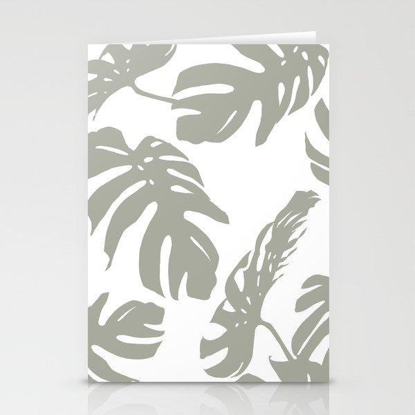 Simply Retro Gray Palm Leaves on White Stationery Cards