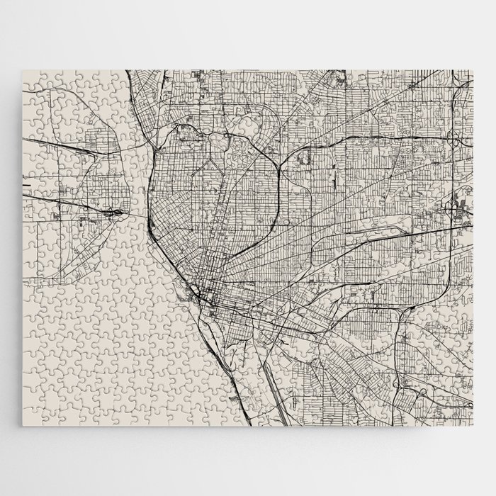 Black and White Buffalo (USA) Map Jigsaw Puzzle