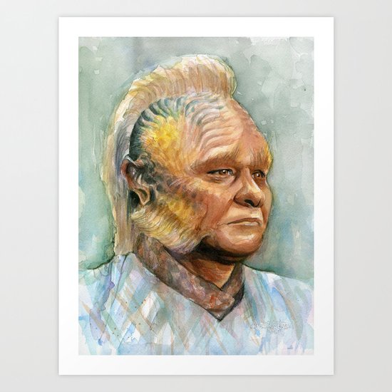 Neelix Watercolor Portrait Voyager Talaxian Geek Sci-fi Art Art Print
