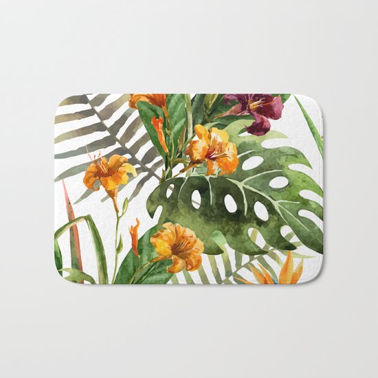 Tropical Floral Pattern 01 Bath Mat