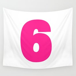 6 (Dark Pink & White Number) Wall Tapestry
