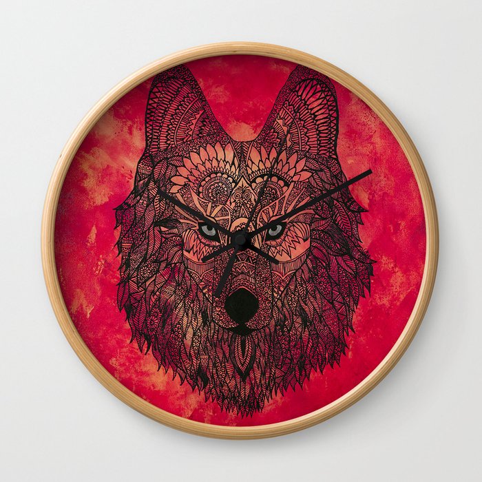 The Chosen Lone Henna Wolf Wall Clock