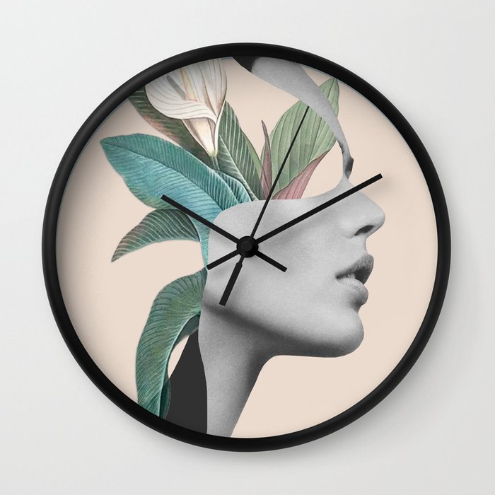 Floral Portrait /collage Wall Clock