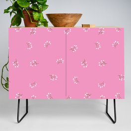 Rowan Branches Seamless Pattern on Pink Background Credenza