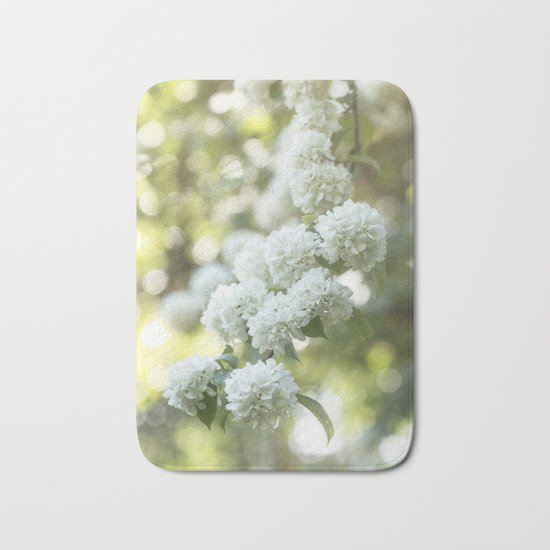 White Hydrangea at beautiful backlight- Flowers Floral Bath Mat
