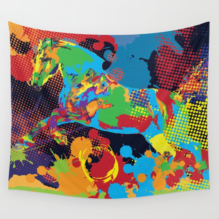 Horse and colors Wall Tapestry