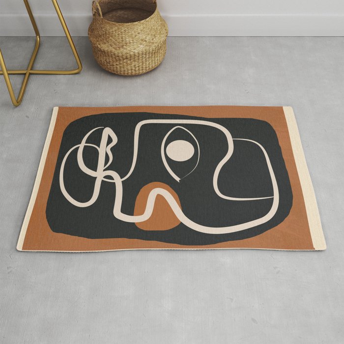 Abstract Face Line Art 10 Rug